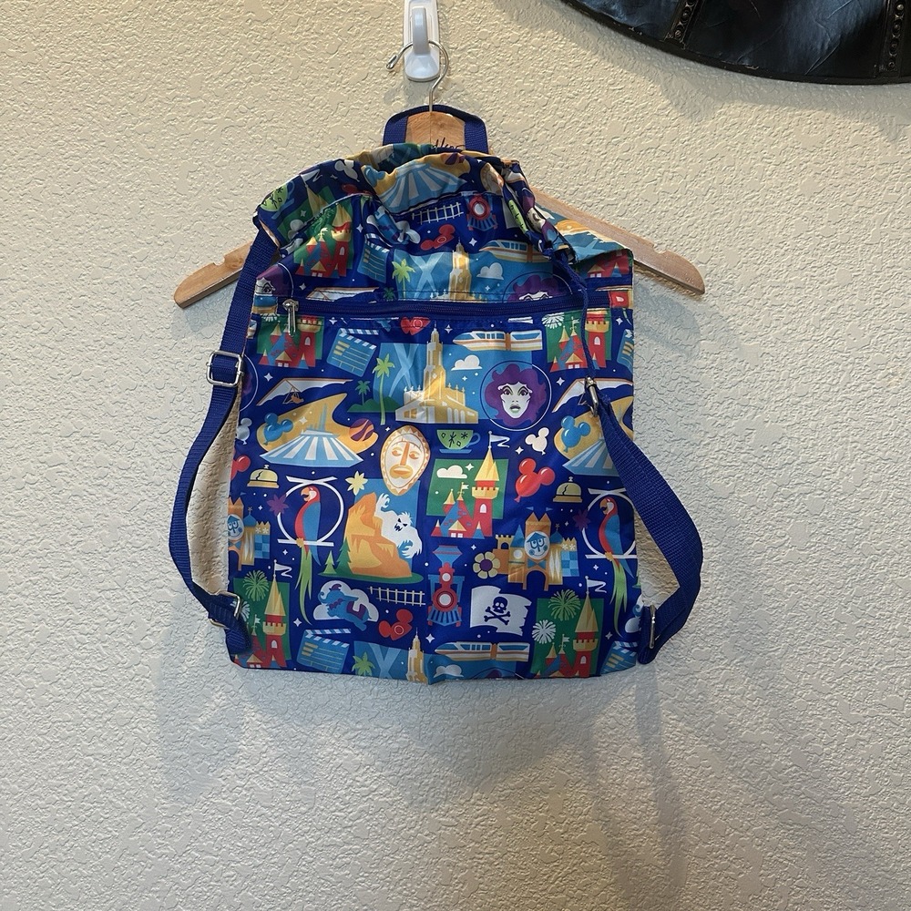 Disney Parks World Disneyland Attraction Light Weight Drawstring Backpack